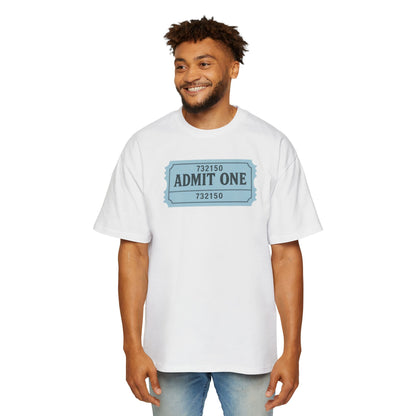 The Ticket Men's Heavy Oversized Tee - Admit One Design, Casual Streetwear, Perfect for Concerts, Event Tickets, Gift for Him