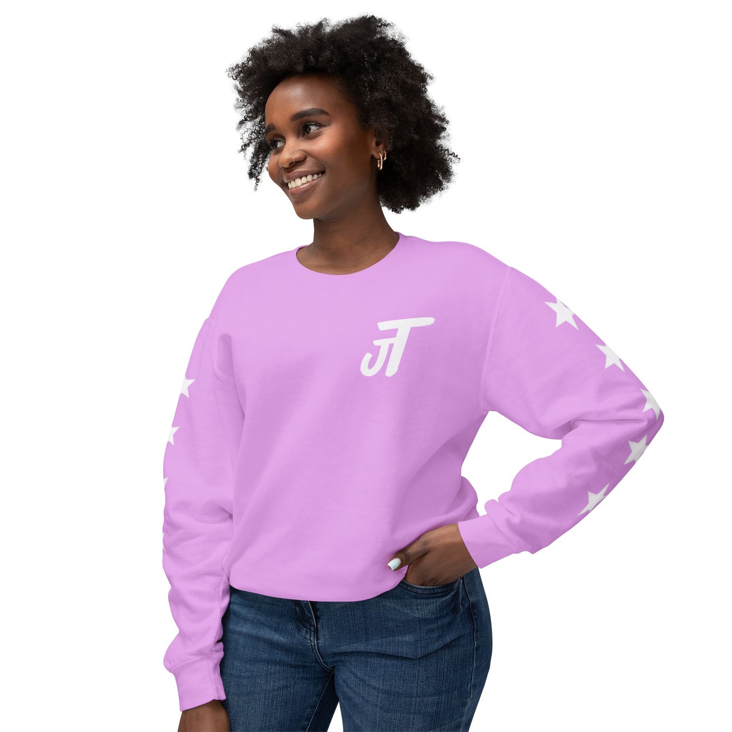 Jt Apparel Star Sleeve Design Crewneck (Peachy, Butter, Chalky Mint, Hydrangea, Neon Violet)