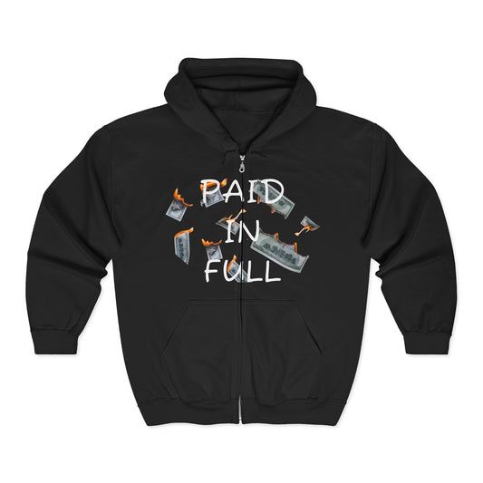 Jt Apparel (Paid In Full) Flaming Money Design Zip Up