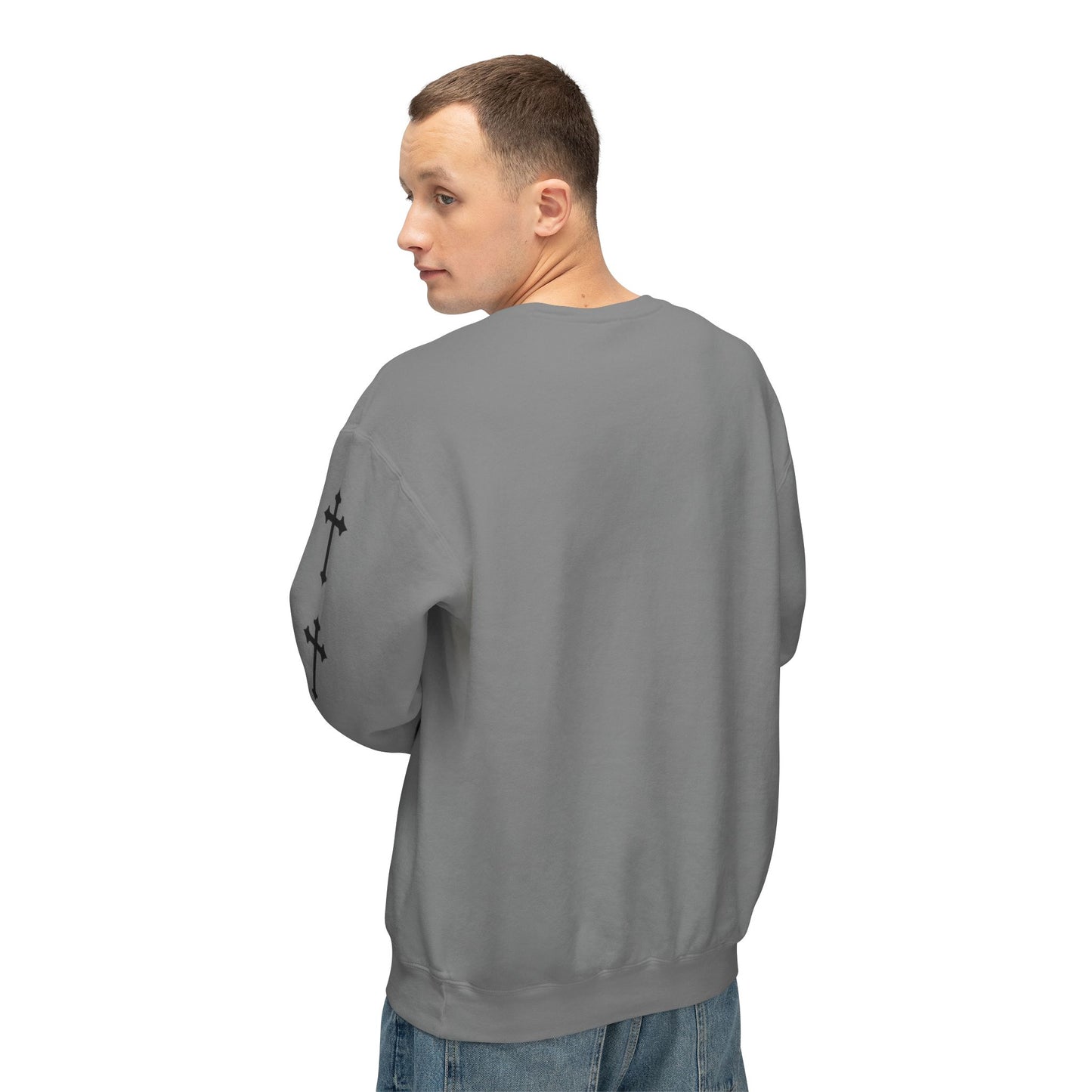 Jt Apparel Cross Sleeve Design Crewneck (White, Ivory, Blue Jean, Grey)