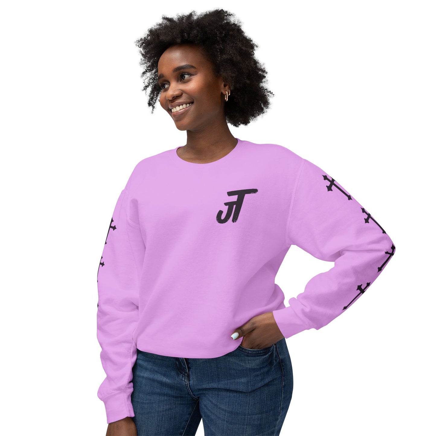 Jt Apparel Cross Sleeve Design Crewneck (Ivory, Peachy, Chalky Mint, Hydrangea, Neon Violet)