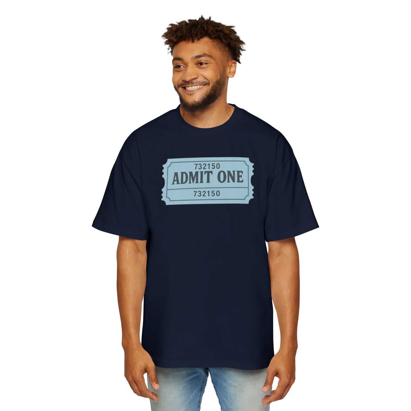 The Ticket Men's Heavy Oversized Tee - Admit One Design, Casual Streetwear, Perfect for Concerts, Event Tickets, Gift for Him
