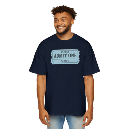 The Ticket Men's Heavy Oversized Tee - Admit One Design, Casual Streetwear, Perfect for Concerts, Event Tickets, Gift for Him