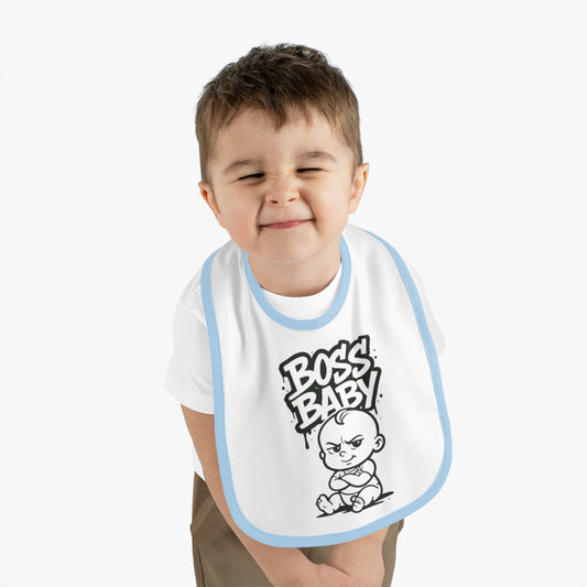 Funny Boss Baby Bib - Contrast Trim Baby Bib for Stylish Infants