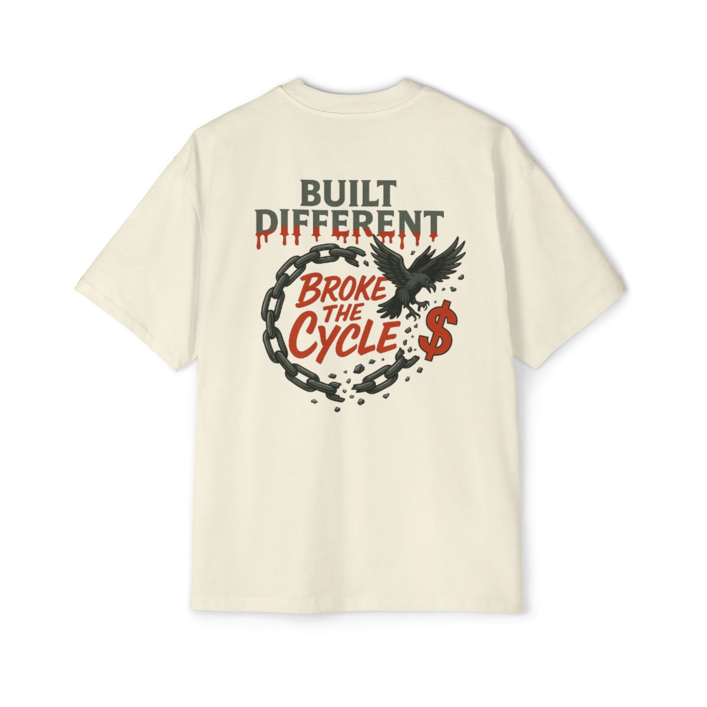 Men's Heavy Oversized Tee - 'Built Different' Break the Cycle Graphic T-Shirt