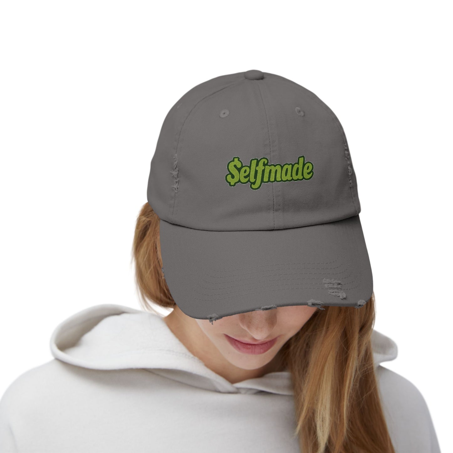 Unisex Distressed Cap - 'SelfMade' Inspirational Hat