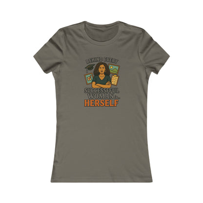 Empowering Women Tee - "Behind Every Successful Woman...Herself" CURLY HAIR- Casual Inspiration Shirt