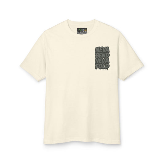 Unisex Heavyweight Cotton Tee - "NEVA BEND NEVA FOLD" & "GET RICH OR TRYING" Graphic T-Shirt