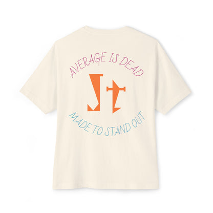 Jt Apparel "Average is Dead, Made To Stand Out" Multicolor Cross Eyes Emoji Design Oversized Tee
