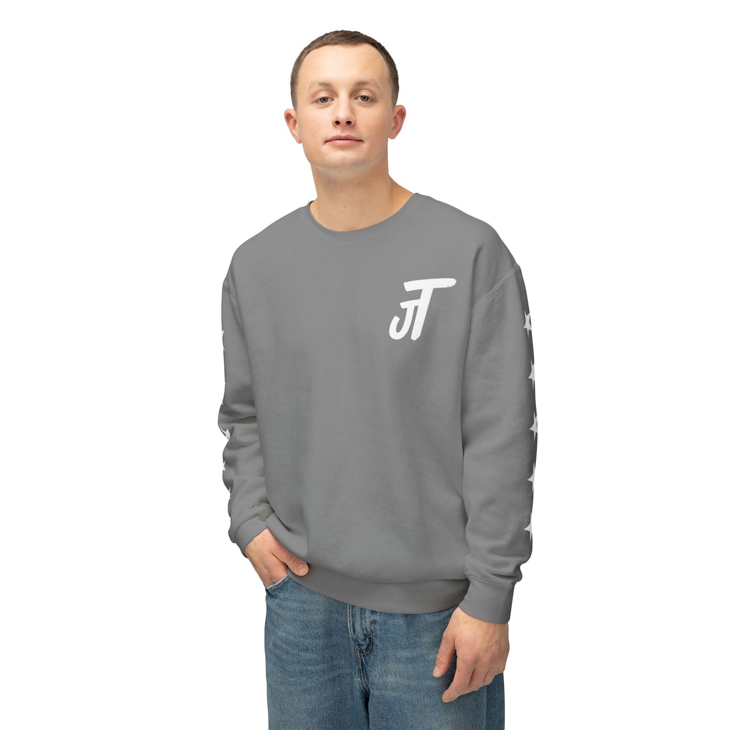 Jt Apparel Star Sleeve Design Crewneck (Black, Light Grey, Dark Grey, Brown)