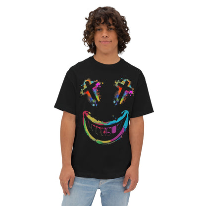 Jt Apparel "Average is Dead, Made To Stand Out" Multicolor Cross Eyes Emoji Design Oversized Tee