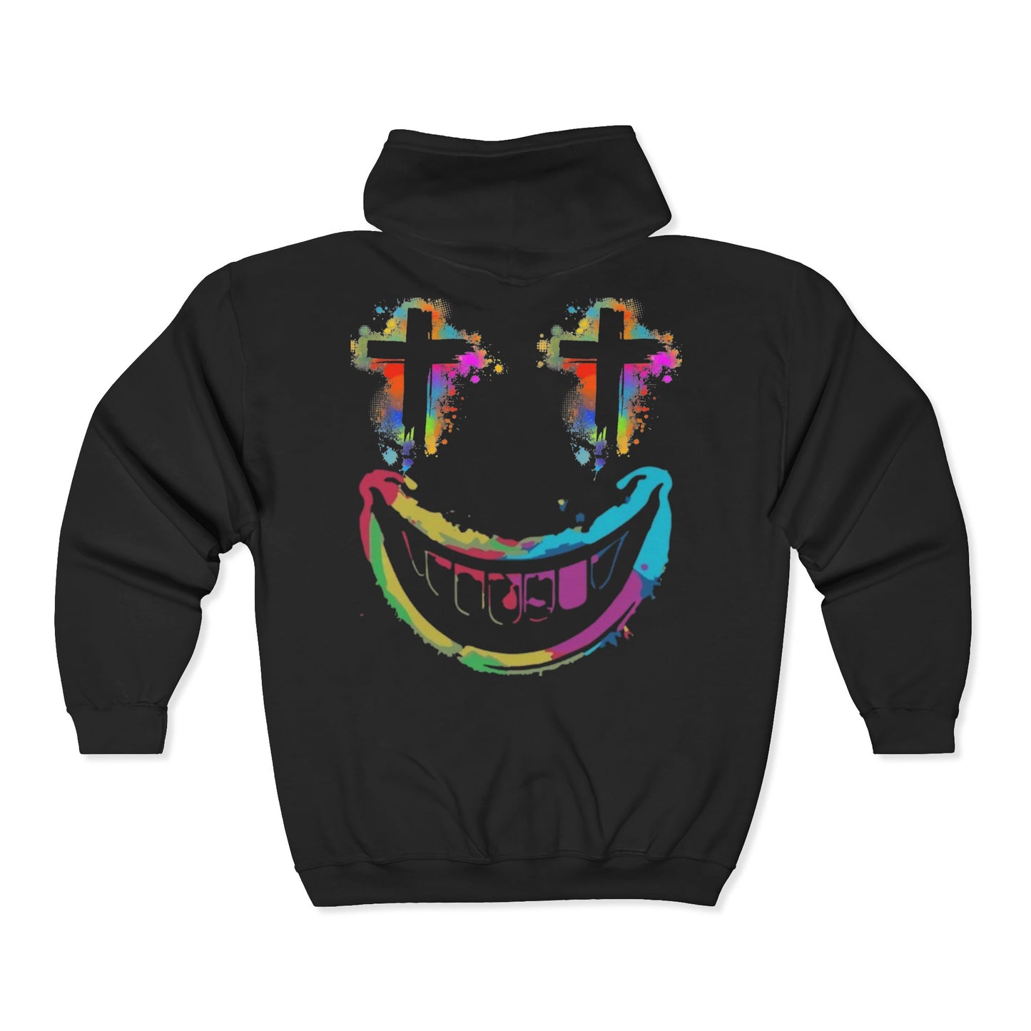 Jt Apparel "Average Is Dead, Made To Stand Out" Multi Color Cross Eyes Emoji Design Zip Up