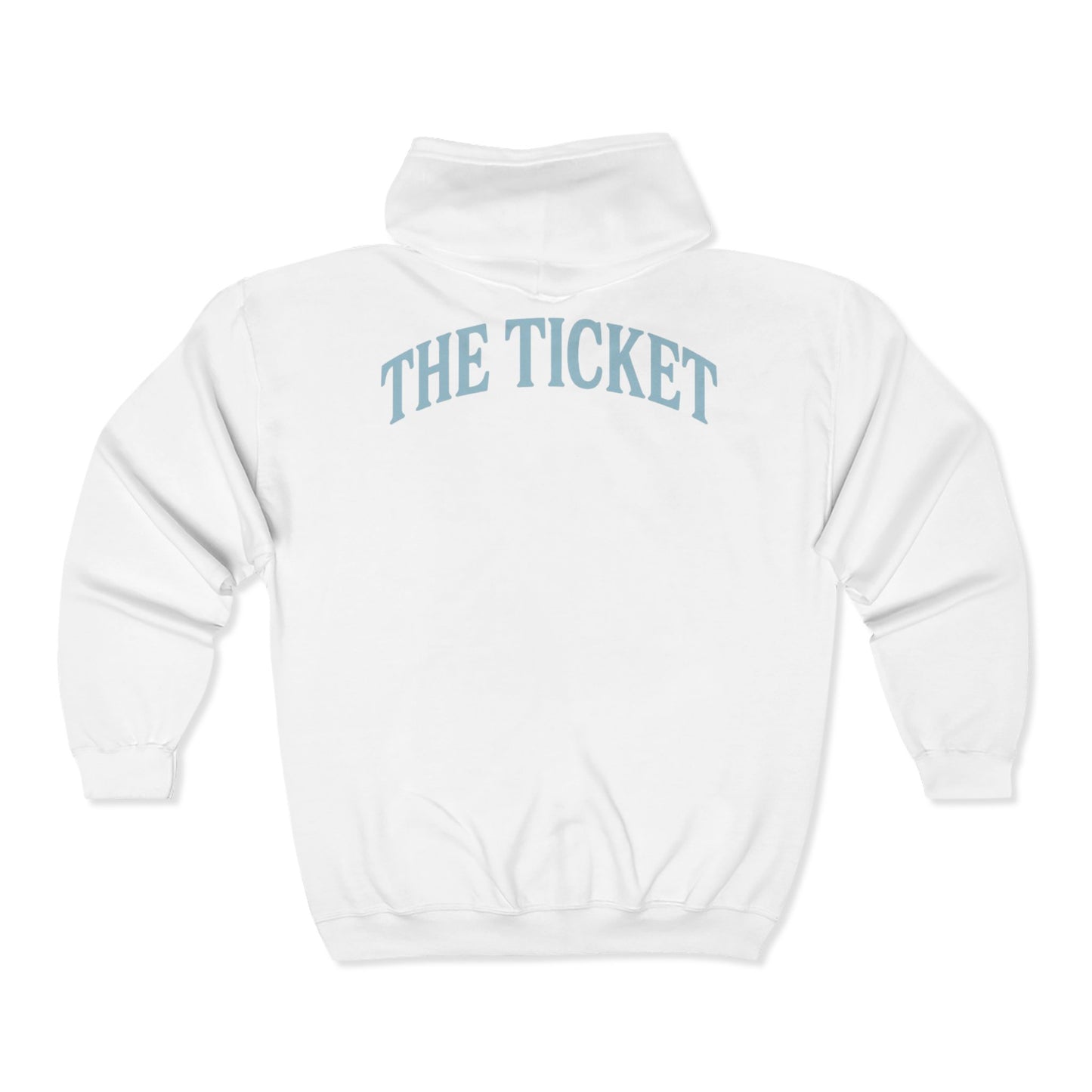 The Ticket Zip Up Hoodie - Admit One Design,  Medium-Heavy Fabric, Concert Hoodie, Gift for Him/Her, Everyday Wear, Casual Outings
