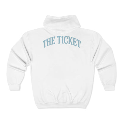 The Ticket Zip Up Hoodie - Admit One Design,  Medium-Heavy Fabric, Concert Hoodie, Gift for Him/Her, Everyday Wear, Casual Outings
