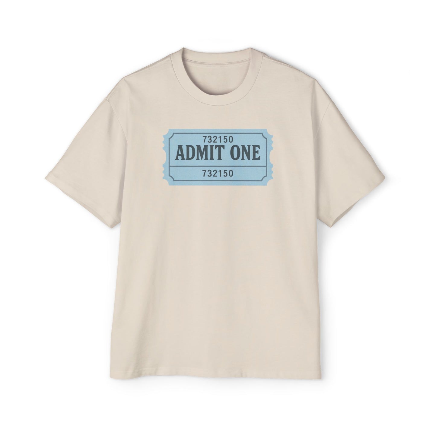 The Ticket Men's Heavy Oversized Tee - Admit One Design, Casual Streetwear, Perfect for Concerts, Event Tickets, Gift for Him
