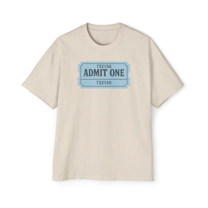 The Ticket Men's Heavy Oversized Tee - Admit One Design, Casual Streetwear, Perfect for Concerts, Event Tickets, Gift for Him