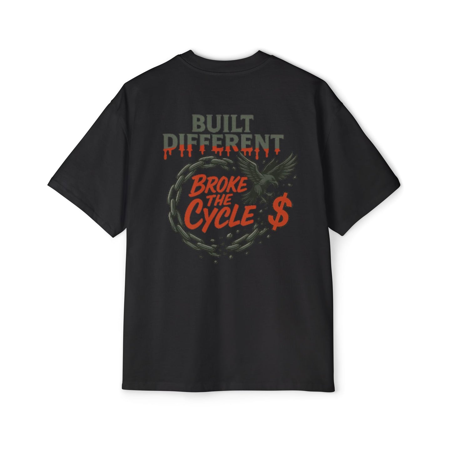 Men's Heavy Oversized Tee - 'Built Different' Break the Cycle Graphic T-Shirt