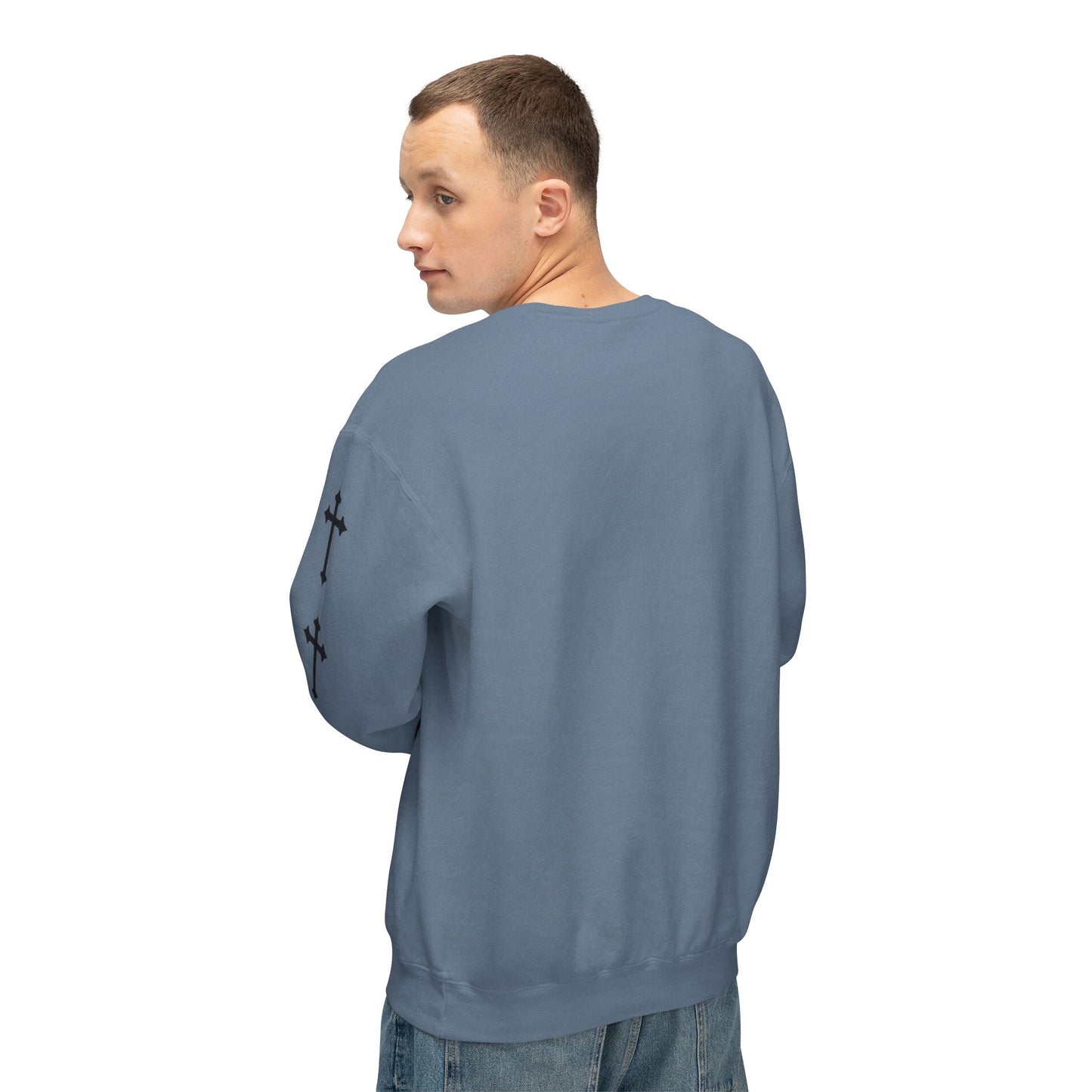 Jt Apparel Cross Sleeve Design Crewneck (White, Ivory, Blue Jean, Grey)