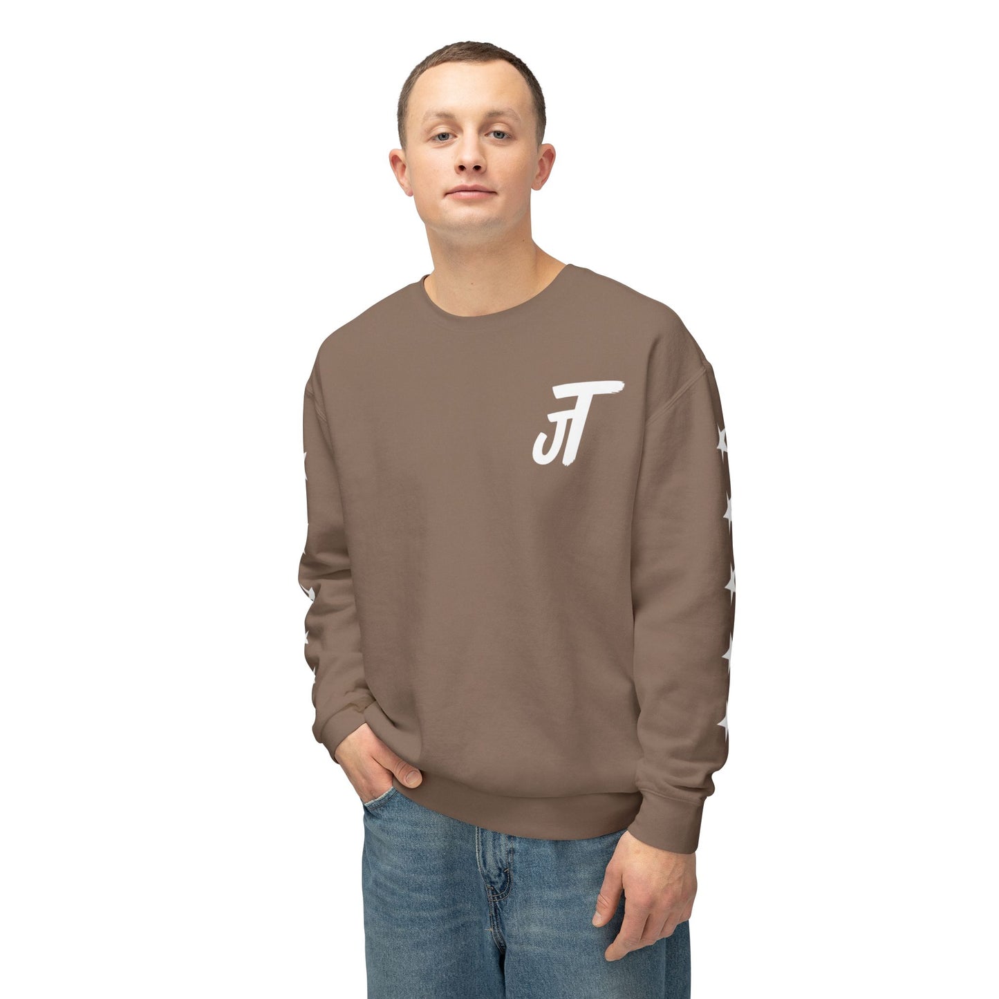 Jt Apparel Star Sleeve Design Crewneck (Black, Light Grey, Dark Grey, Brown)