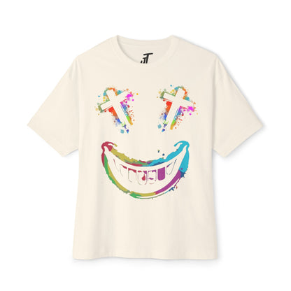 Jt Apparel "Average is Dead, Made To Stand Out" Multicolor Cross Eyes Emoji Design Oversized Tee