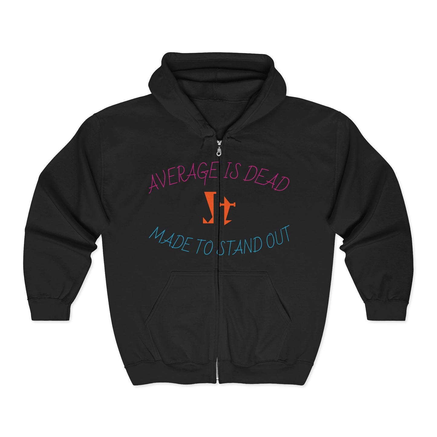 Jt Apparel "Average Is Dead, Made To Stand Out" Multi Color Cross Eyes Emoji Design Zip Up