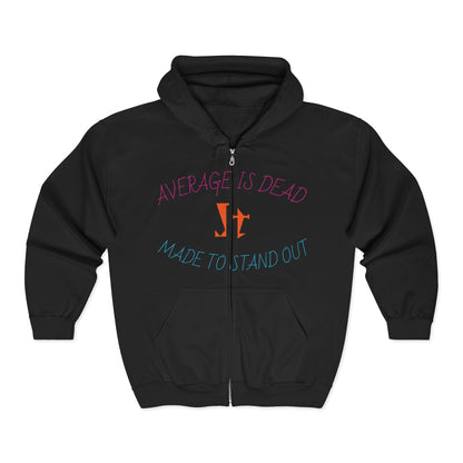 Jt Apparel "Average Is Dead, Made To Stand Out" Multi Color Cross Eyes Emoji Design Zip Up