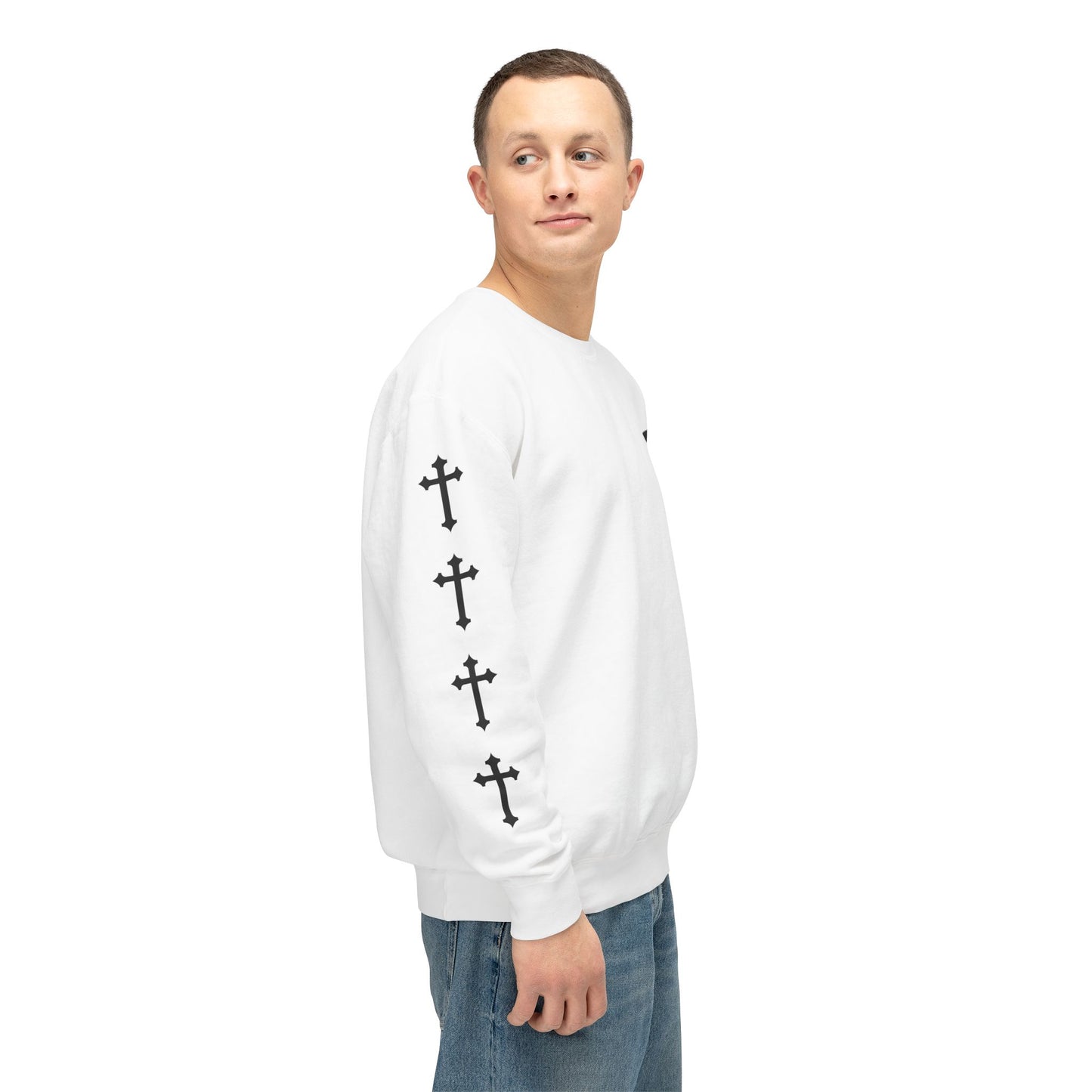 Jt Apparel Cross Sleeve Design Crewneck (White, Ivory, Blue Jean, Grey)