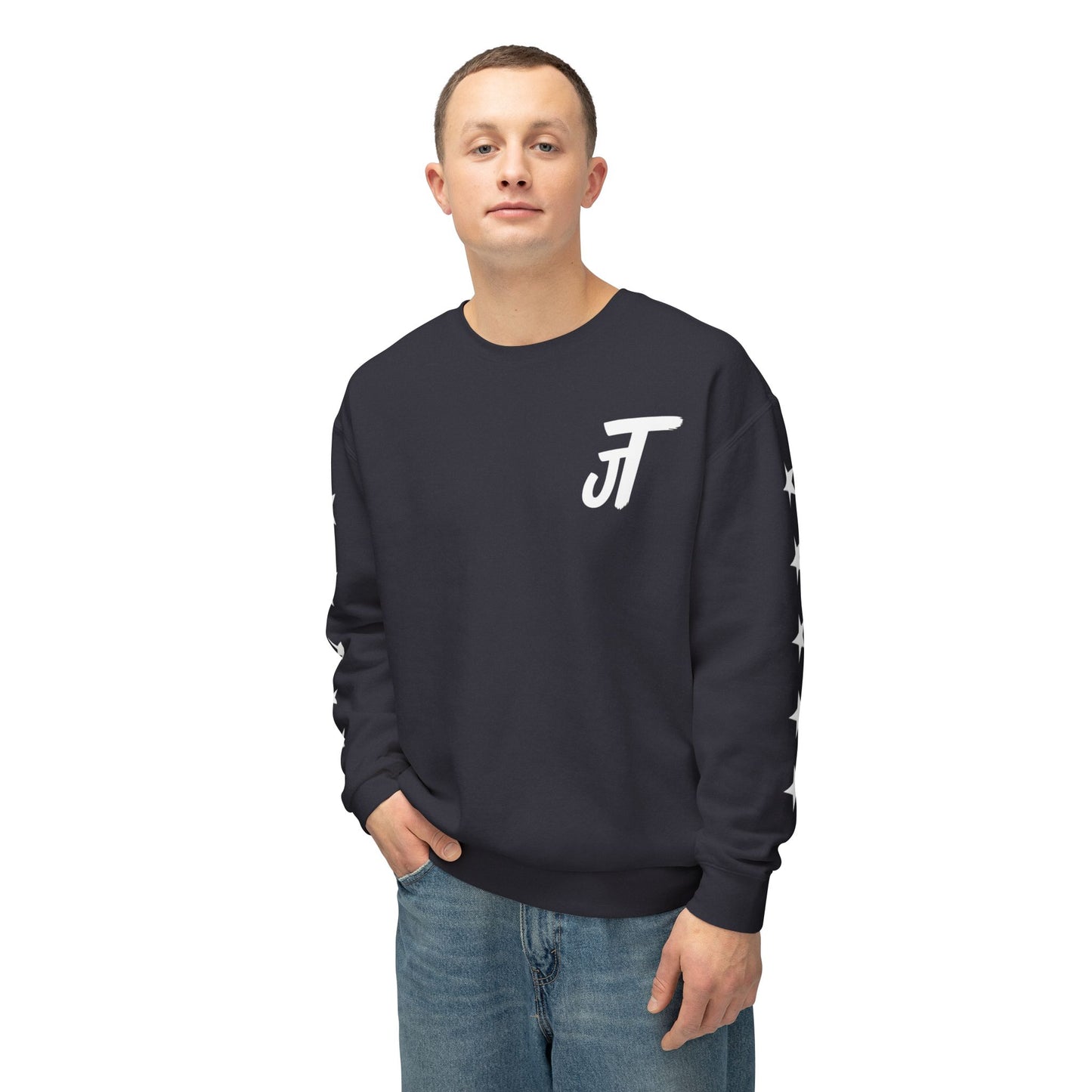 Jt Apparel Star Sleeve Design Crewneck (Black, Light Grey, Dark Grey, Brown)