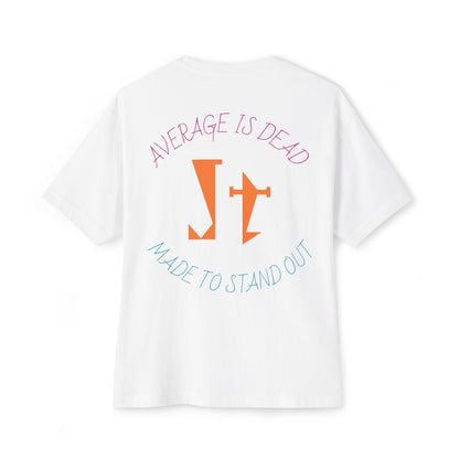 Jt Apparel "Average is Dead, Made To Stand Out" Multicolor Cross Eyes Emoji Design Oversized Tee