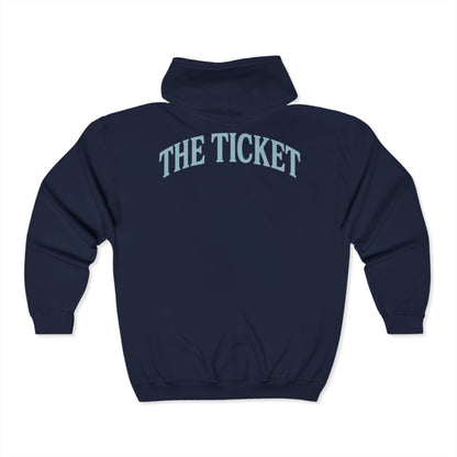 The Ticket Zip Up Hoodie - Admit One Design,  Medium-Heavy Fabric, Concert Hoodie, Gift for Him/Her, Everyday Wear, Casual Outings