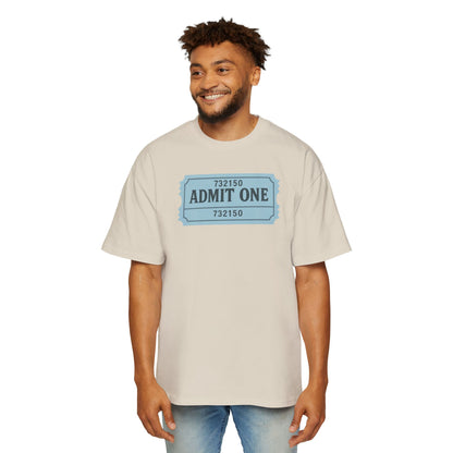 The Ticket Men's Heavy Oversized Tee - Admit One Design, Casual Streetwear, Perfect for Concerts, Event Tickets, Gift for Him
