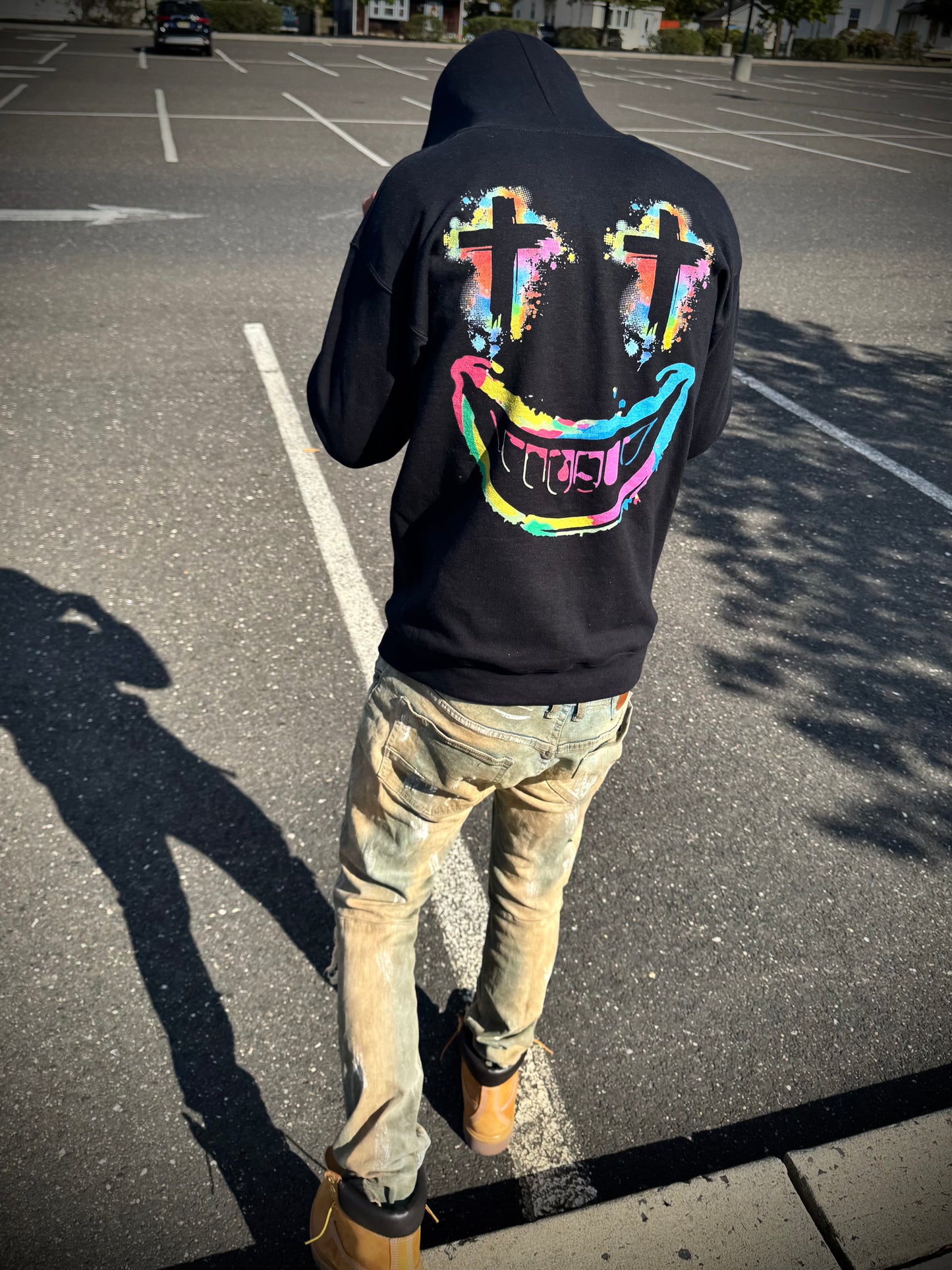 Jt Apparel "Average Is Dead, Made To Stand Out" Multi Color Cross Eyes Emoji Design Zip Up