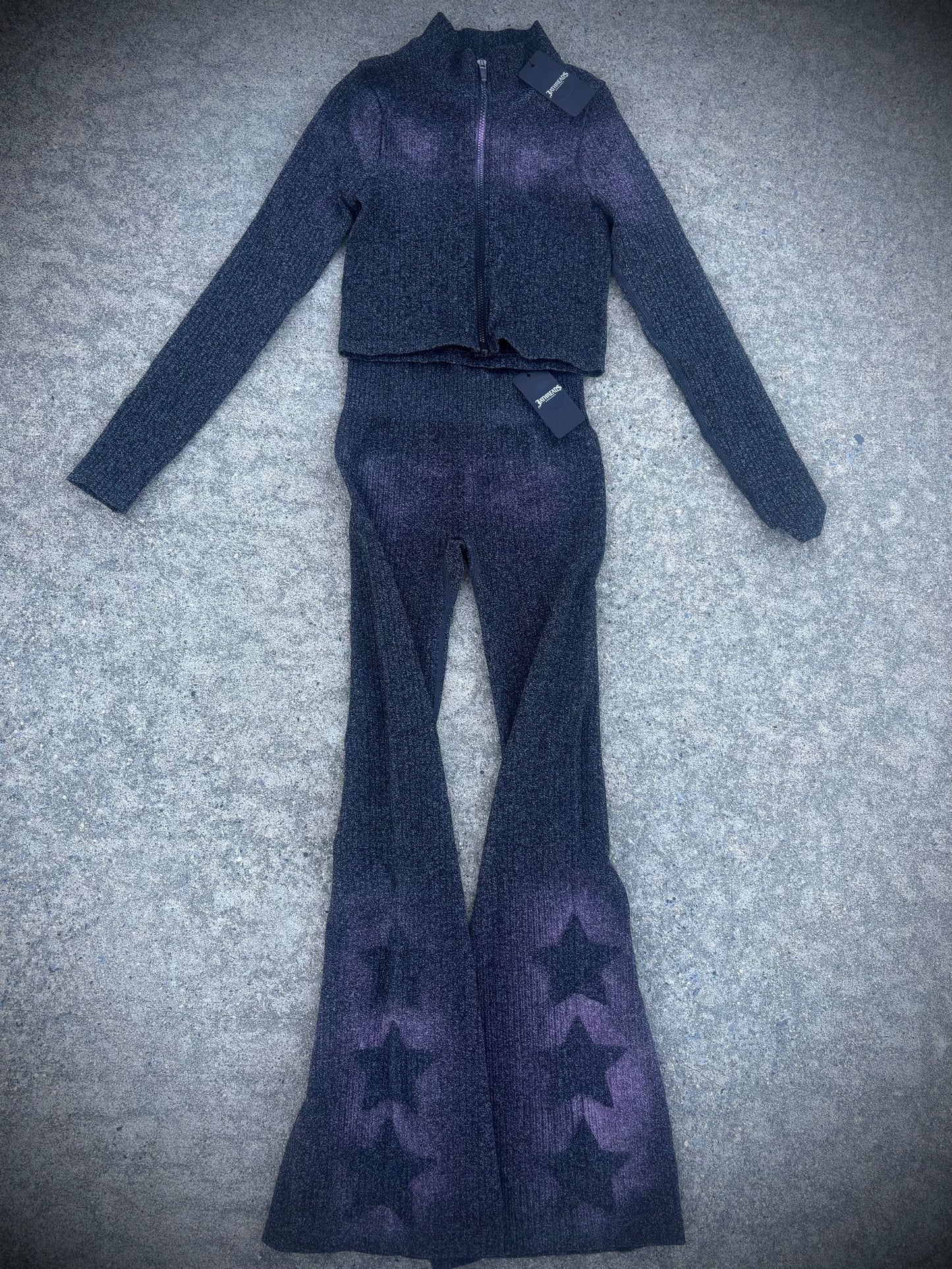 Galaxy Star Cropped Ribbed Flared Set