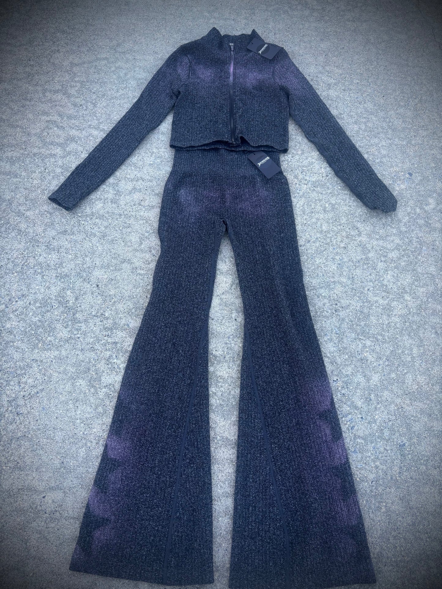 Galaxy Star Cropped Ribbed Flared Set